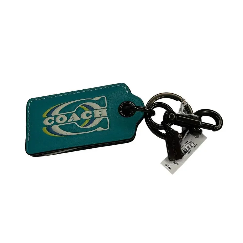 Coach Bottle Opener Key Fob With Coach Stamp Teal
